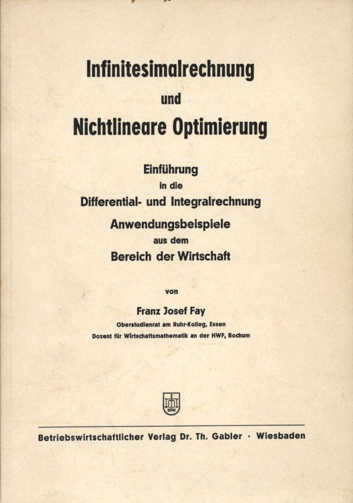 Infinitesimalrechnung und nichtlineare Optimierung Books