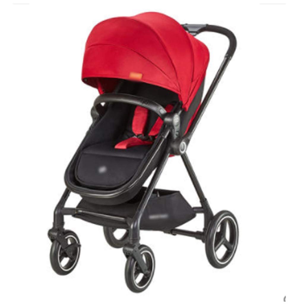 Baby carriage Lightweight Pram can Sit and Lie Down Pushchair Pram for High Landscape Cart Pushchairs Light Design and Durable Only 9.4kg Pushchairs travel (Color : Red) book
