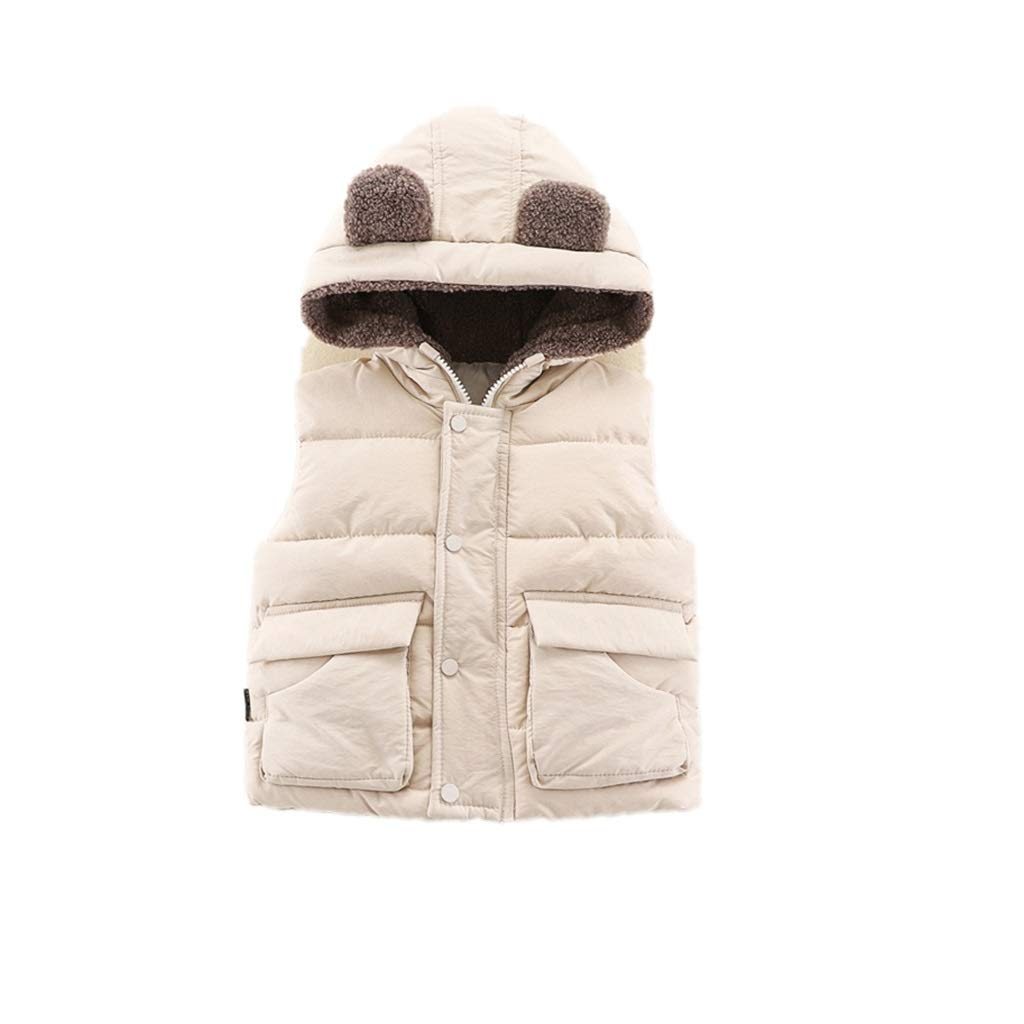 Manteaux Garçons gilet gilet polaire gilet chaud coton gilet mignon oreilles à capuche mouche fermeture à glissière d'extérieur sur la gaine sans manches blousons ( Color : Beige , Taille : X-Large ) book