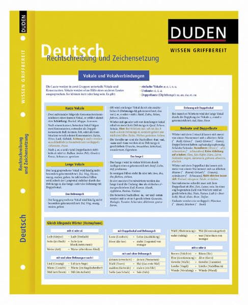 Duden - Wissen griffbereit - Deutsch: Rechtschreibung und Zeichensetzung: Vokale und Vokalverbindungen. RSR 2006 Reference Books