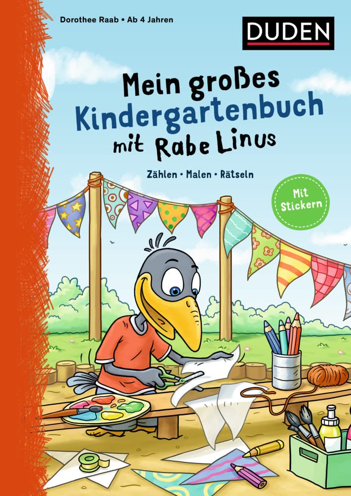 Mein großes Kindergartenbuch mit Rabe Linus: Zählen - Malen - Rätseln: Mit Stickern (Mein großer Lernspaß mit Rabe Linus) Non-fiction