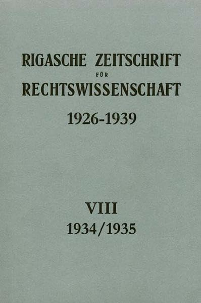 Rigasche Zeitschrift für Rechtswissenschaft (1926-1939) Law