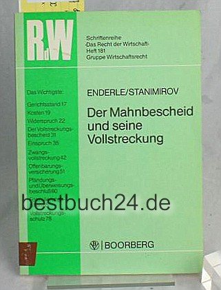 Der Mahnbescheid und seine Vollstreckung Books