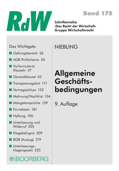 Allgemeine Geschäftsbedingungen: Einführung in Rechtsfragen und Gestaltung (Schriftenreihe RdW) Law