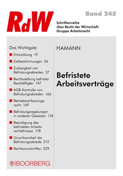 Befristete Arbeitsverträge (Das Recht der Wirtschaft) Law