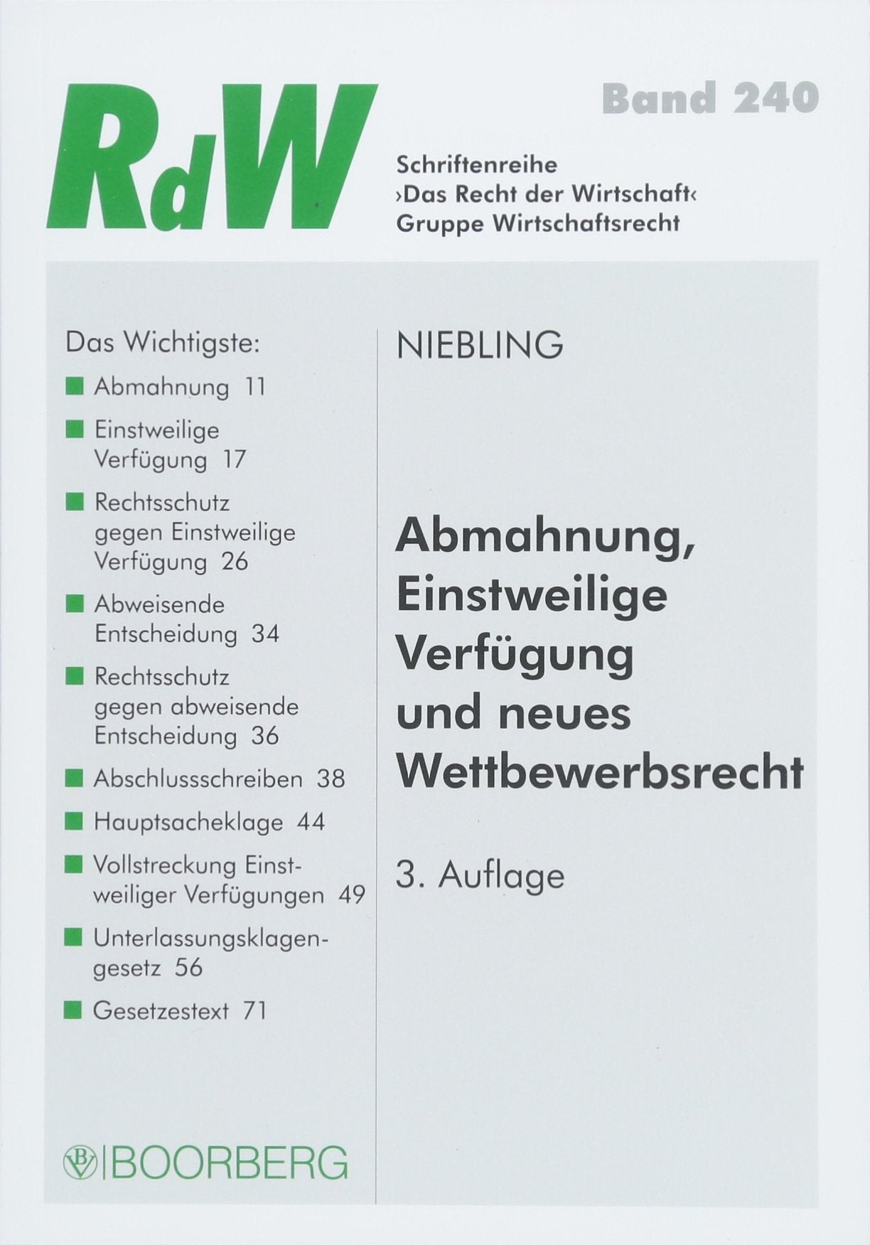 Abmahnung, Einstweilige Verfügung und neues Wettbewerbsrecht Law