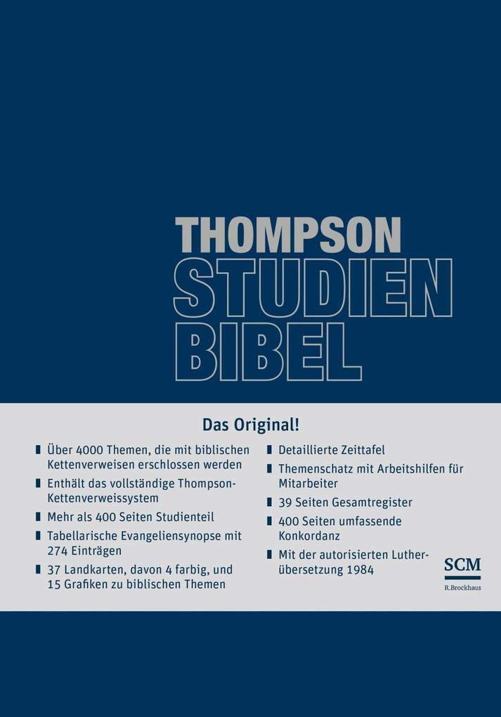 Thompson Studienbibel - ital. Kunstleder, blau, mit Reißverschluss: mit Wortkonkordanz (Cover Bild kann Abweichen) Religion & Esotericism