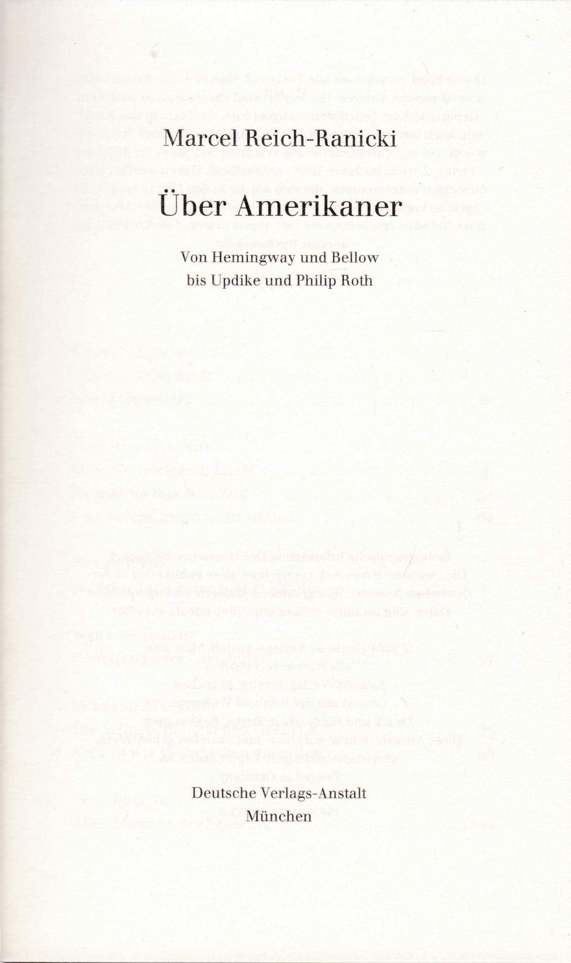 Über Amerikaner: Von Hemingway und Bellow bis Updike und Philip Roth Contemporary literature