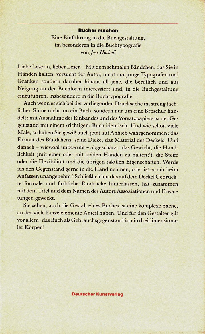 Bücher machen. Eine Einführung in die Buchgestaltung, im besonderen in die Buchtypografie Film, Art & Culture