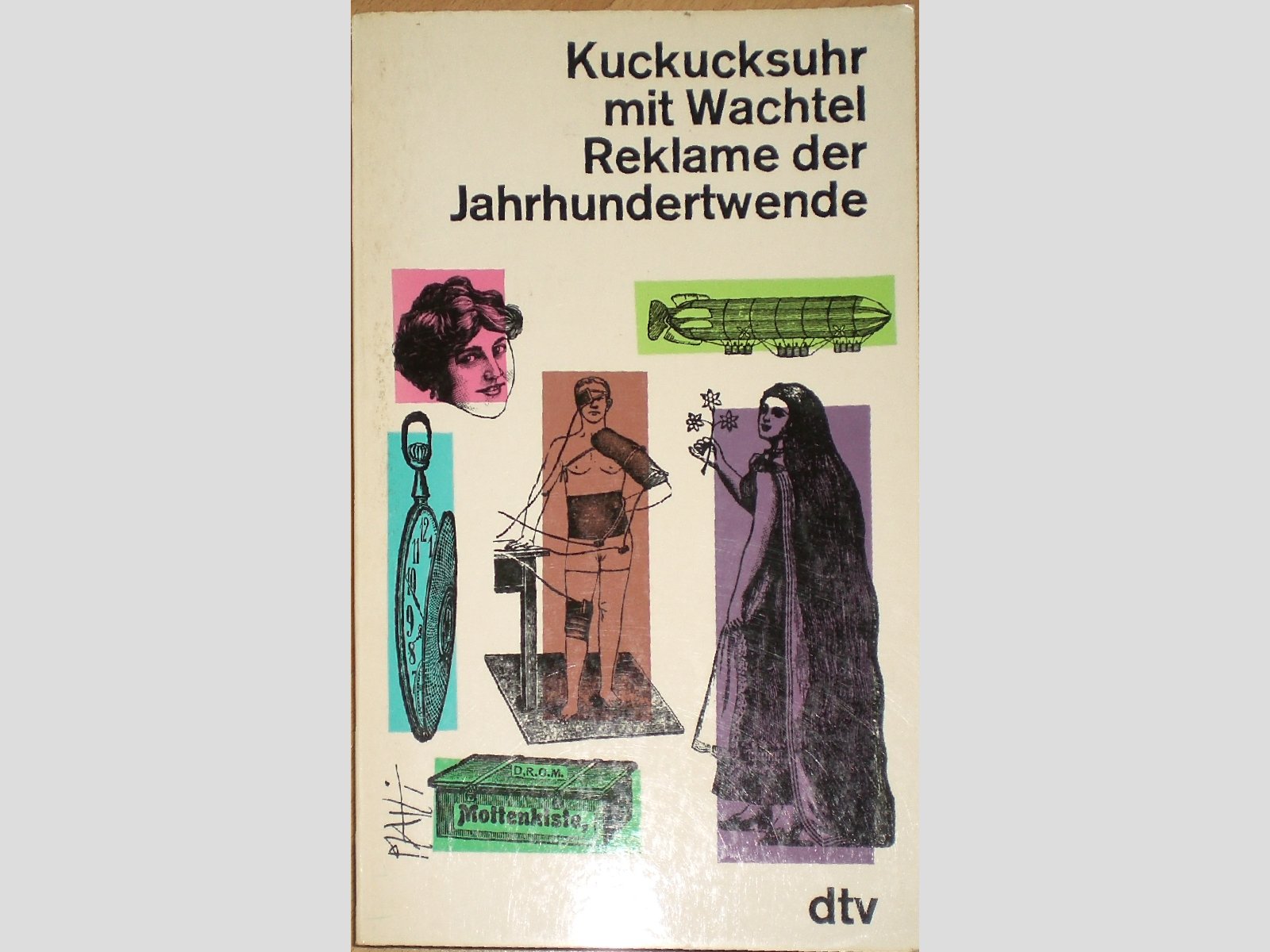 Kuckucksuhr mit Wachtel. Reklame der Jahrhundertwende. Media & Communication