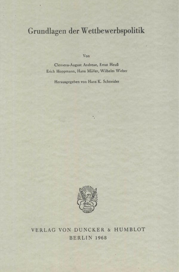 Grundlagen Der Wettbewerbspolitik book
