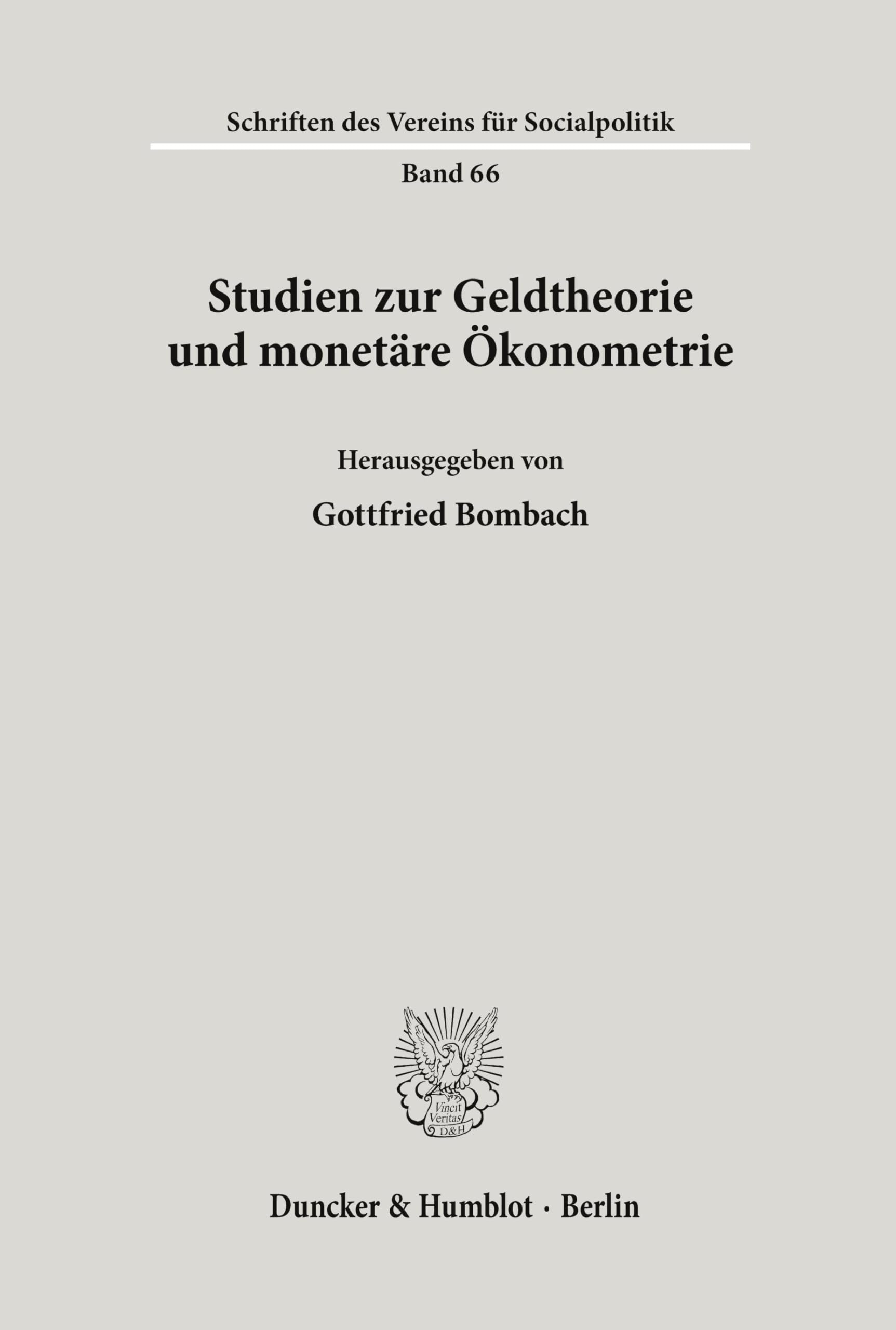 Studien zur Geldtheorie und monetäre Ökonometrie. book