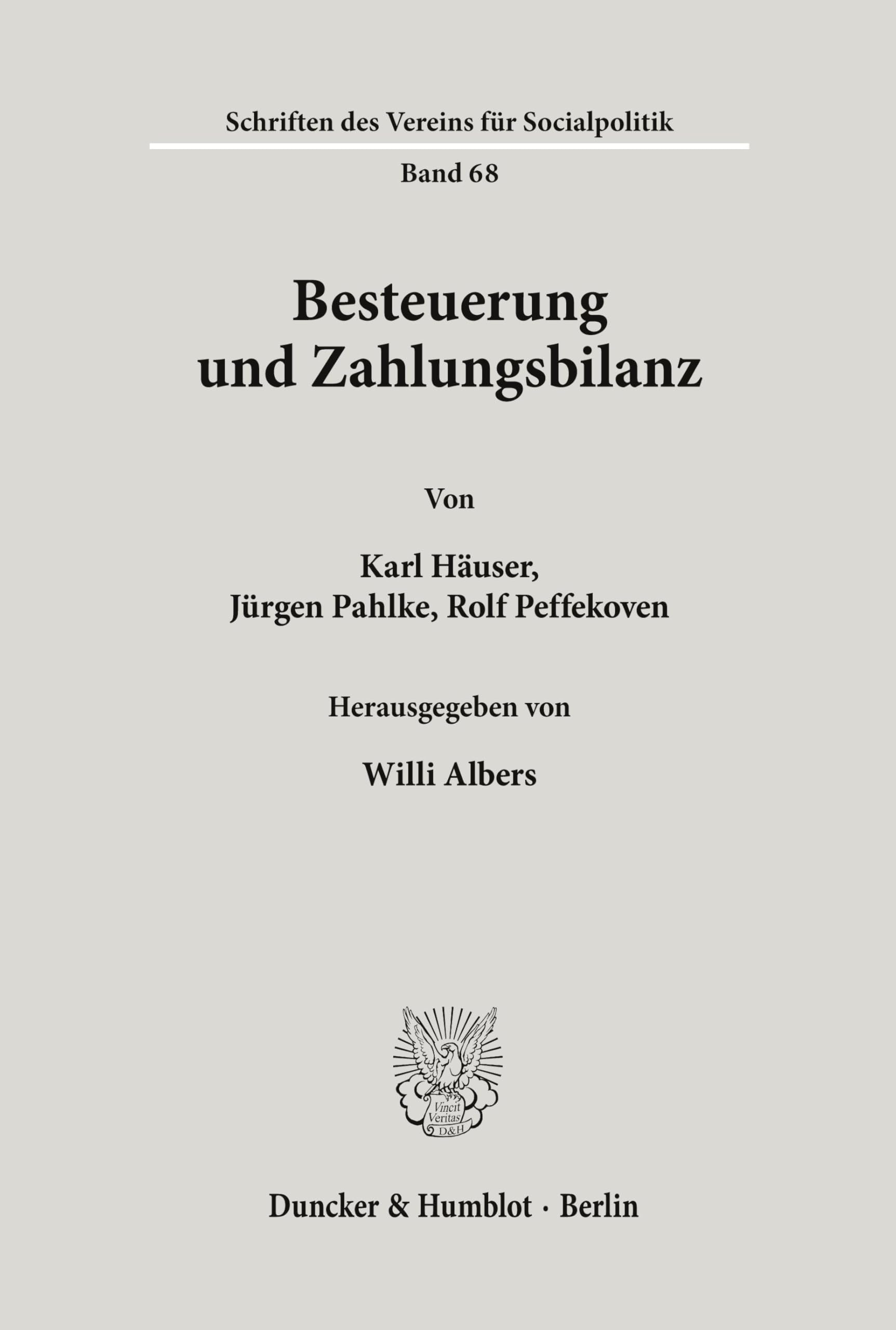 Besteuerung und Zahlungsbilanz. Law
