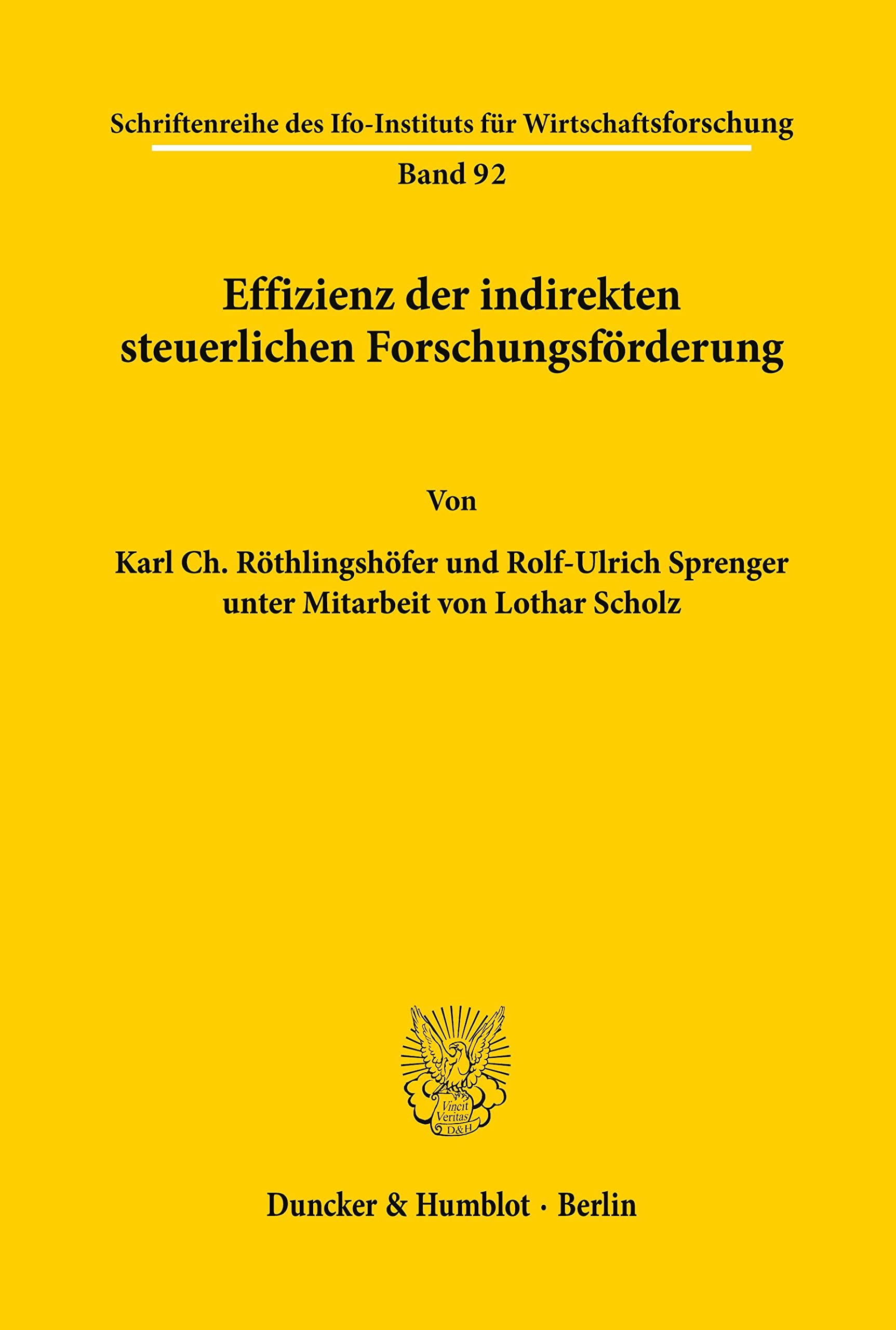 Effizienz der indirekten steuerlichen Forschungsförderung. (Schriftenreihe des ifo Instituts für Wirtschaftsforschung, Band 92) Law