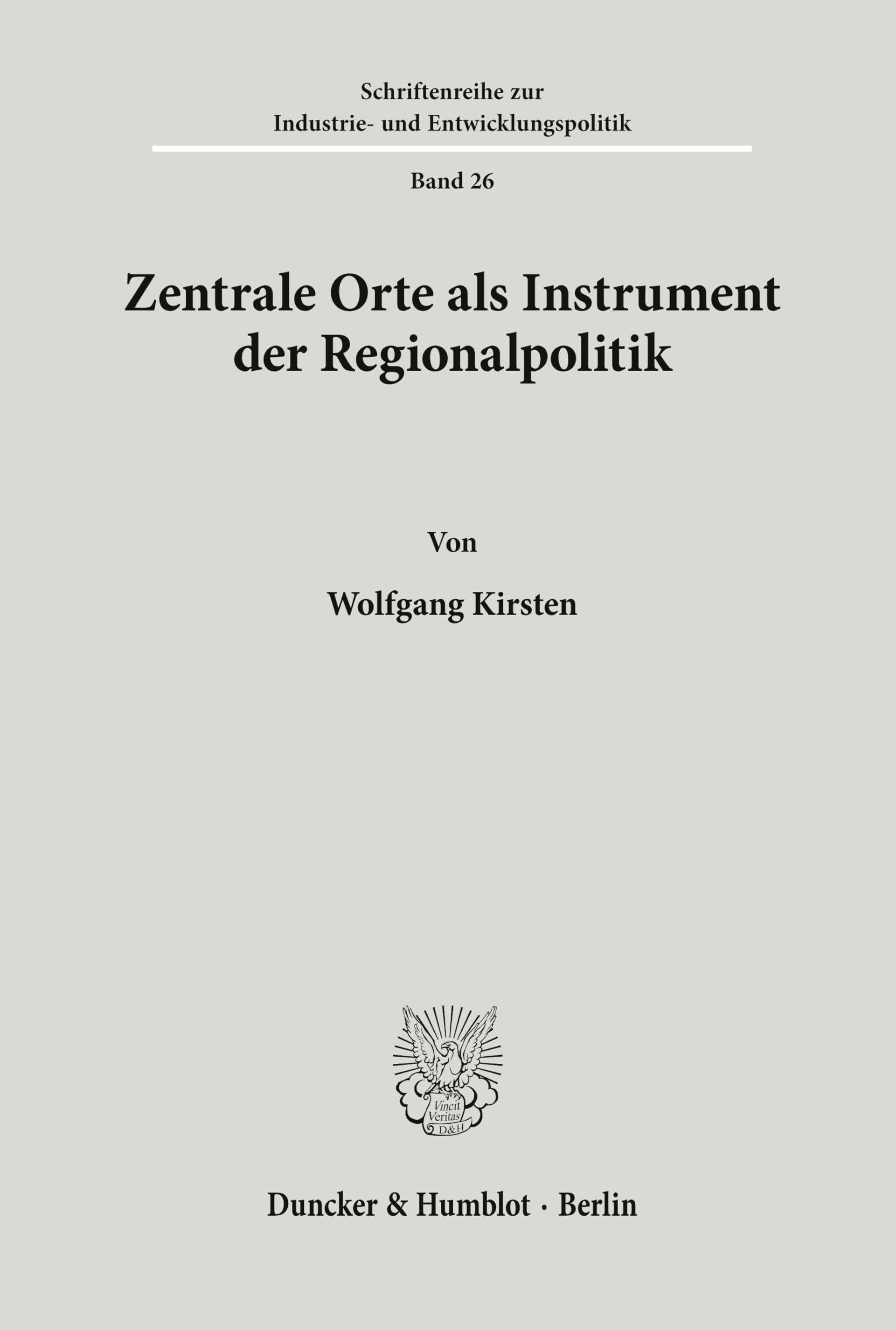 Zentrale Orte als Instrument der Regionalpolitik. Law