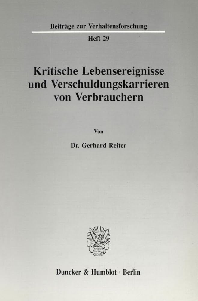 Kritische Lebensereignisse und Verschuldungskarrieren von Verbrauchern. Law