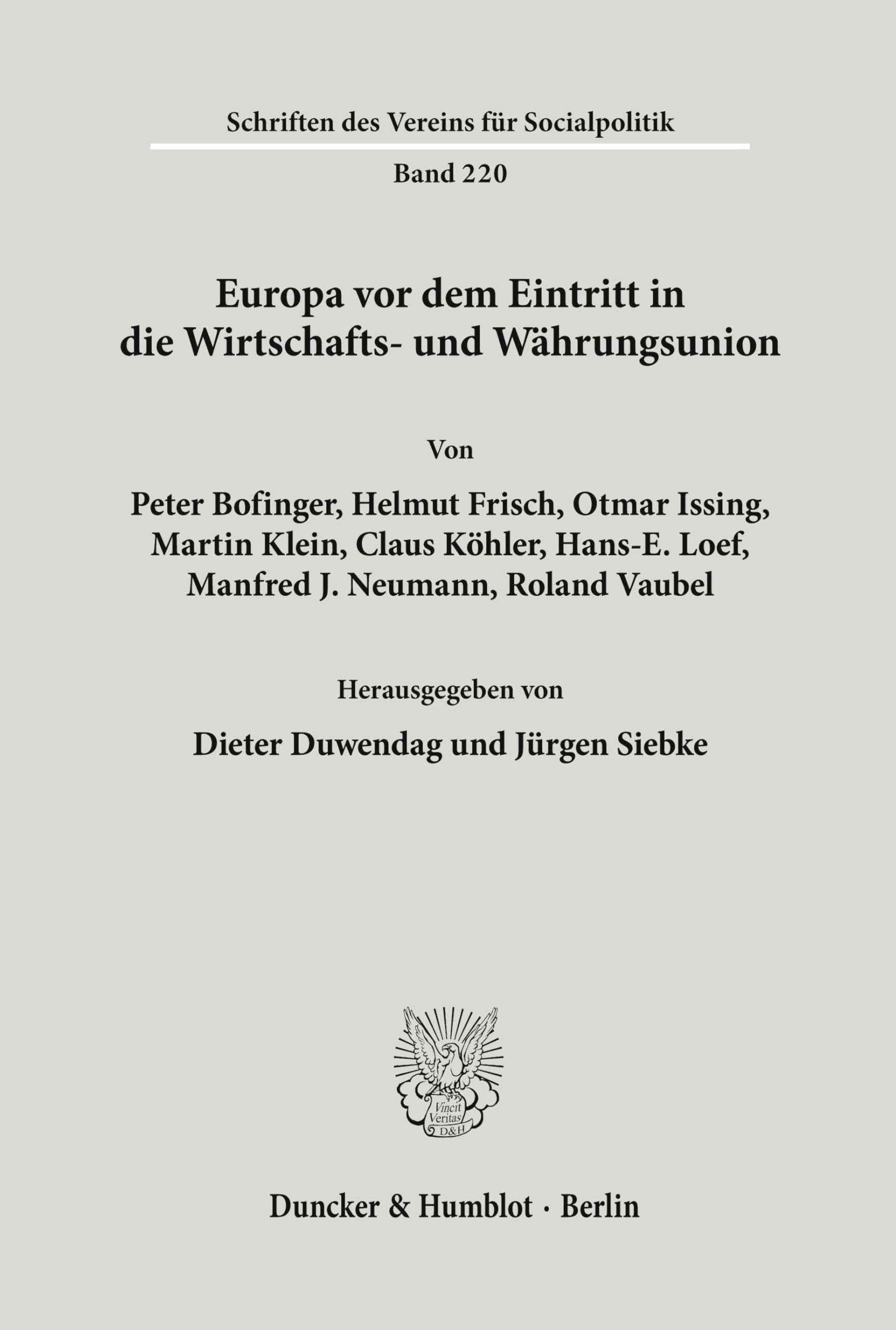 Europa vor dem Eintritt in die Wirtschafts- und Währungsunion. Law
