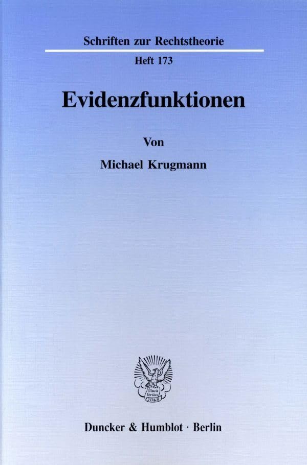 Evidenzfunktionen. (Schriften zur Rechtstheorie) Contemporary literature