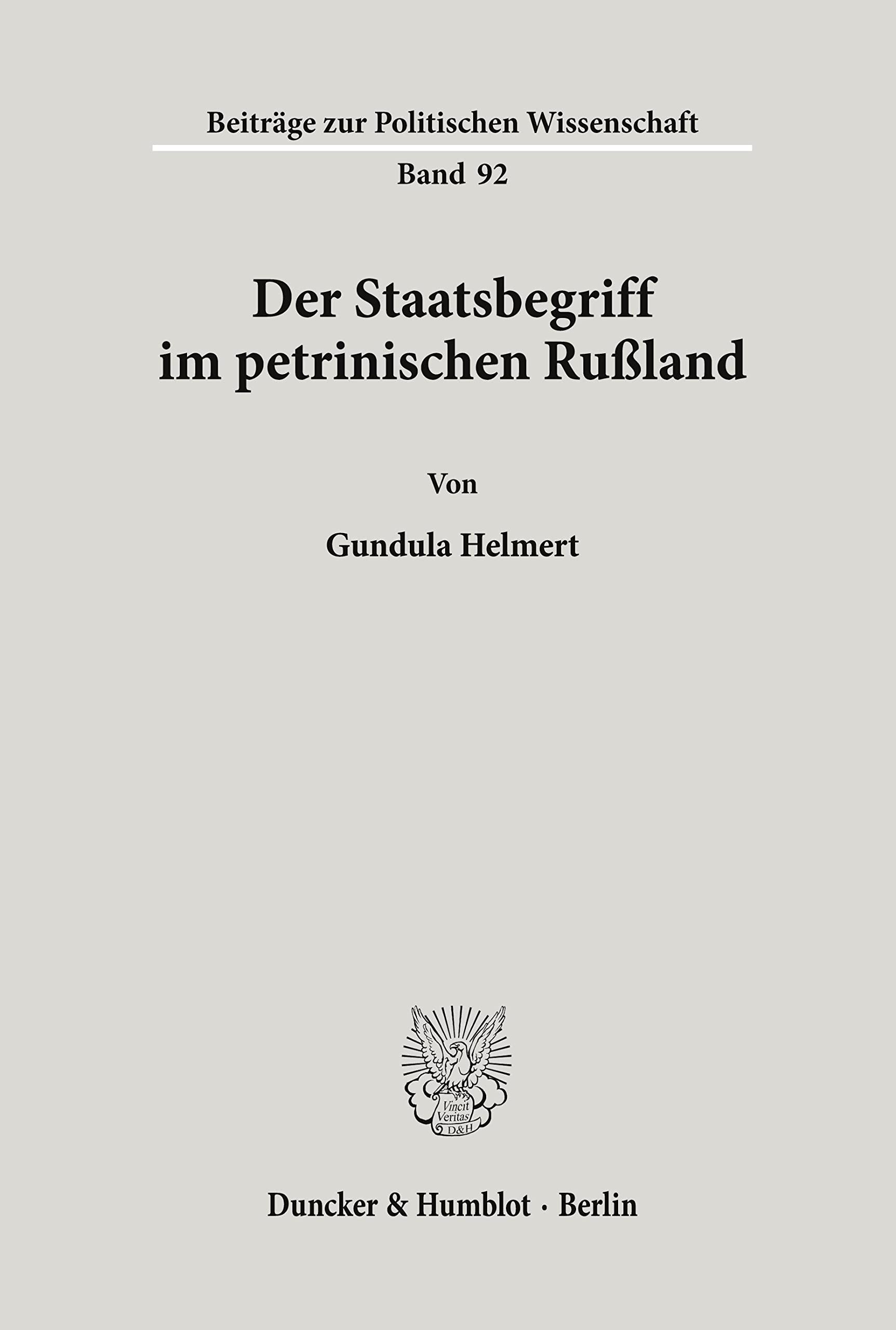 Der Staatsbegriff im petrinischen Rußland. Law