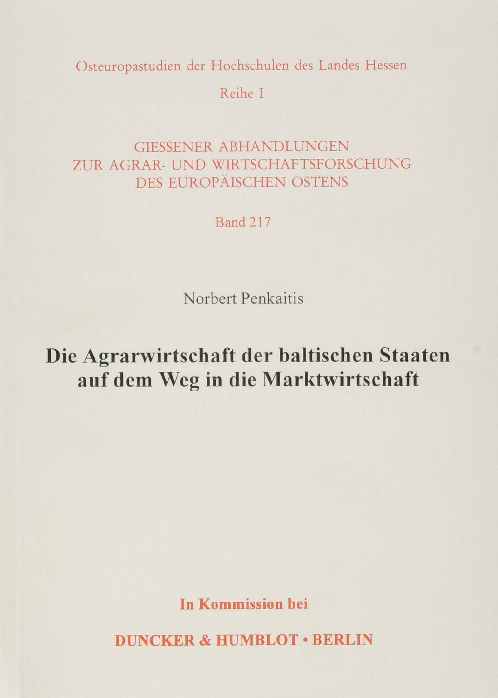 Die Agrarwirtschaft der baltischen Staaten auf dem Weg in die Marktwirtschaft. Law