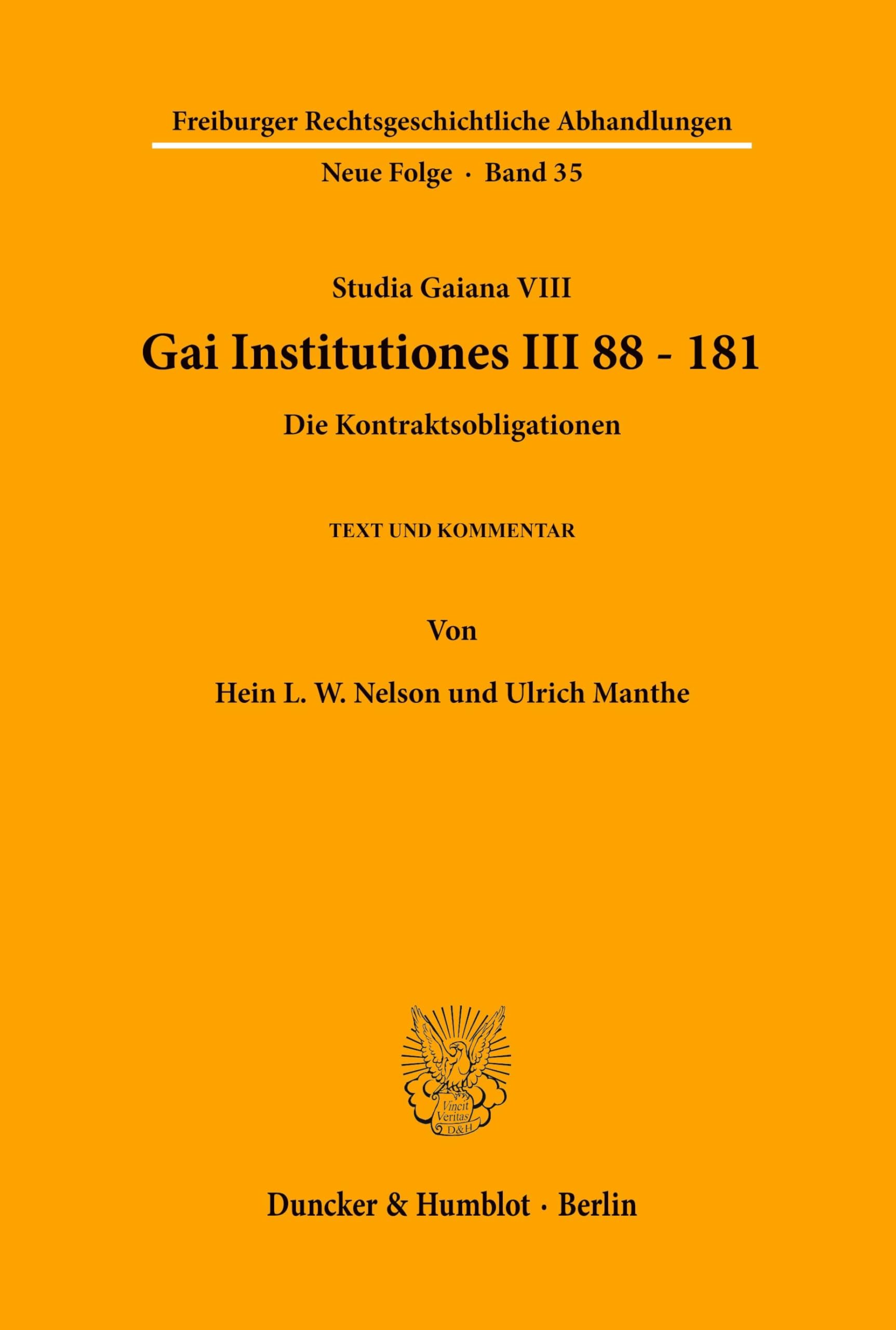 Gai Institutiones III 88 - 181. Law