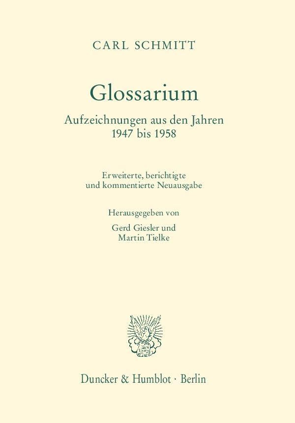 Glossarium.: Aufzeichnungen aus den Jahren 1947 bis 1958. Law