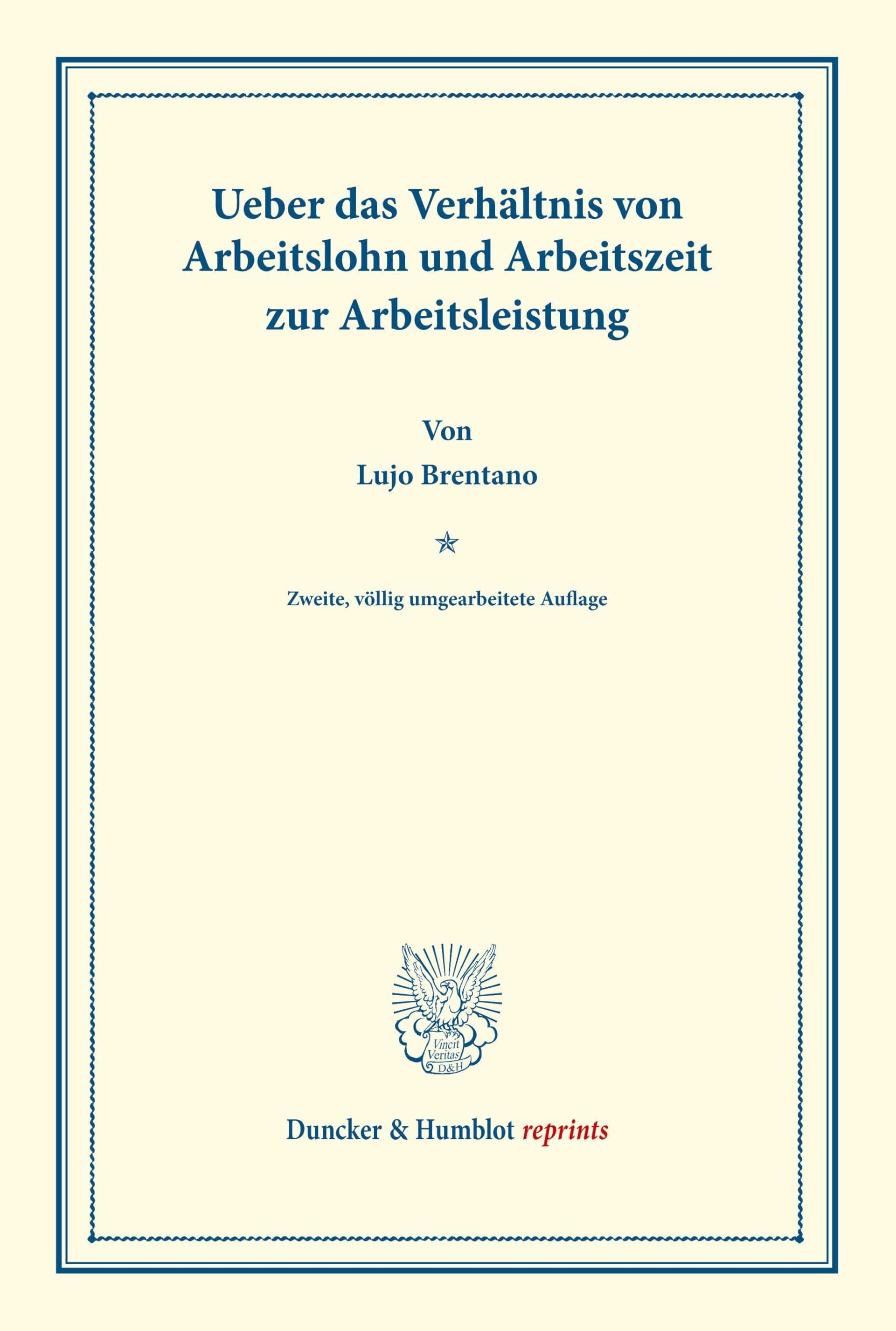 Ueber das Verhältnis von Arbeitslohn und Arbeitszeit zur Arbeitsleistung. Law