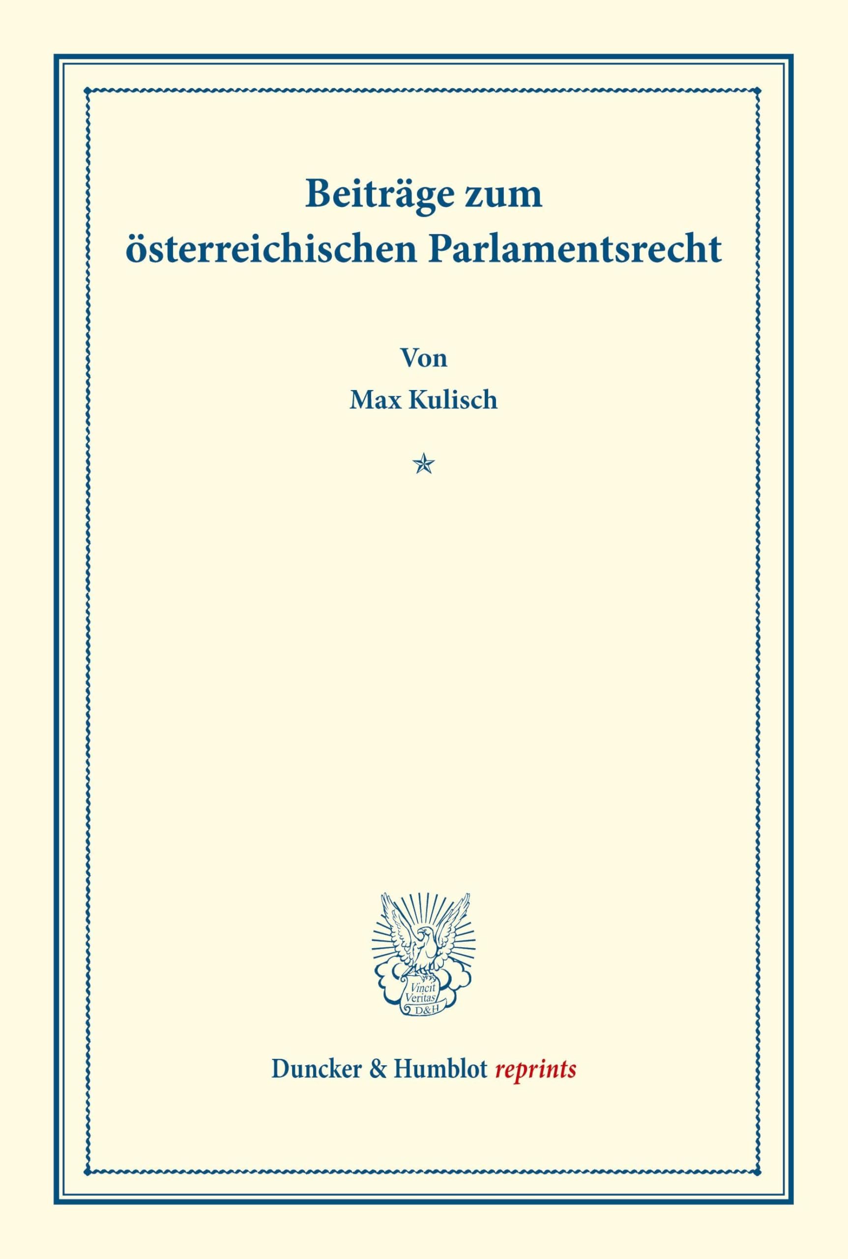 Beiträge zum österreichischen Parlamentsrecht. Law