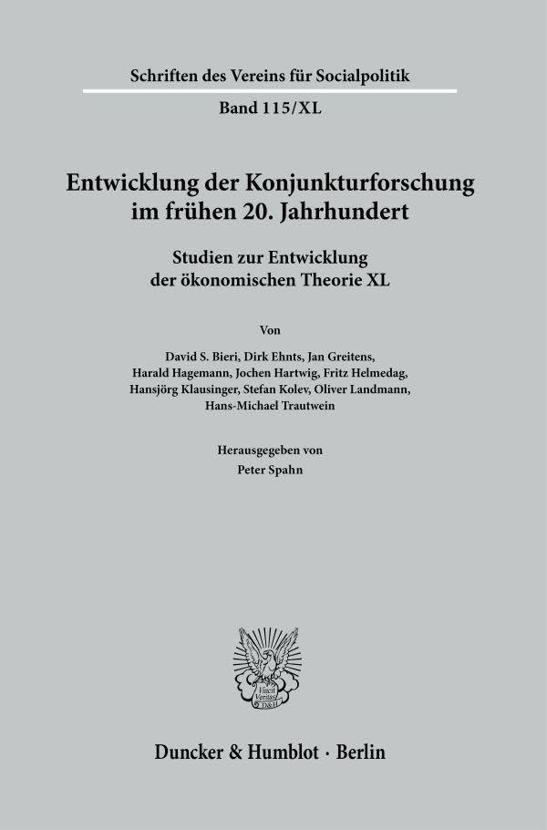 Entwicklung der Konjunkturforschung im frühen 20. Jahrhundert. Law