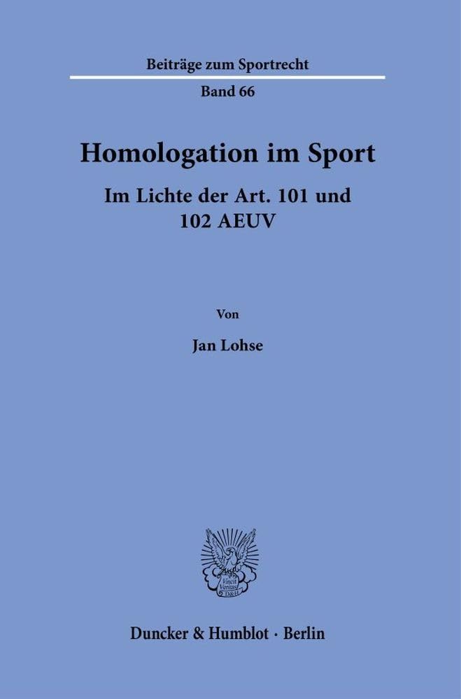Homologation im Sport. Law