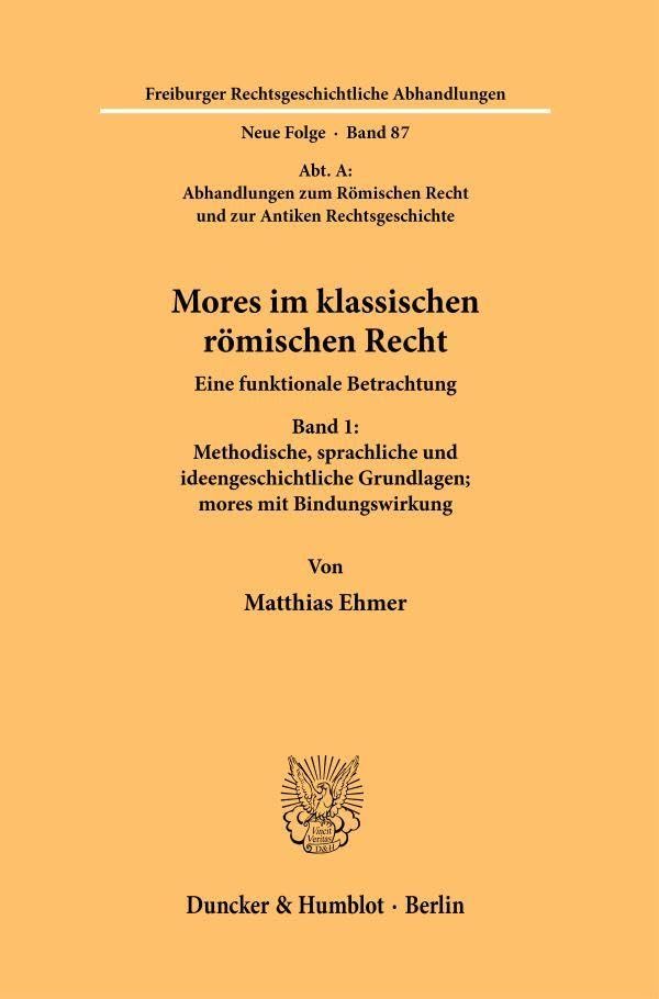 Mores im klassischen römischen Recht Law