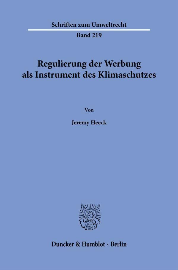 Regulierung der Werbung als Instrument des Klimaschutzes Law