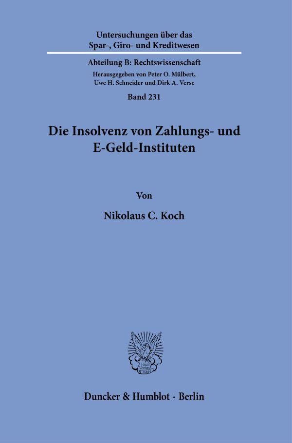 Die Insolvenz von Zahlungs- und E-Geld-Instituten Law