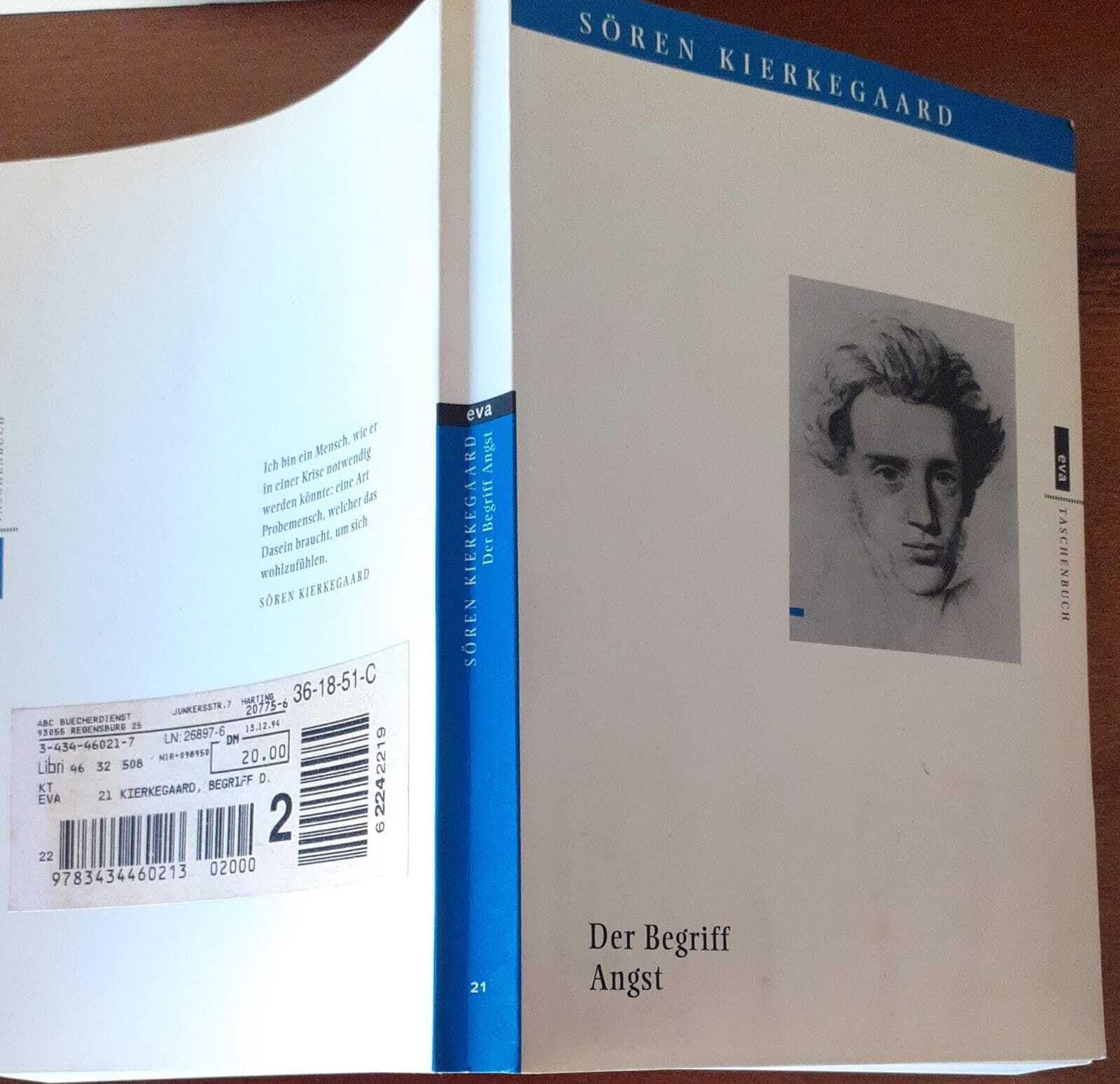 EVA Taschenbücher, Bd.21, Der Begriff Angst Philosophy