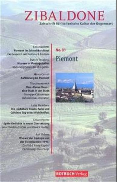 Rotbuch Taschenbücher, Zibaldone Nr. 31 Piemont, Zeitschrift für italienische Kultur der Gegenwart Politics & History