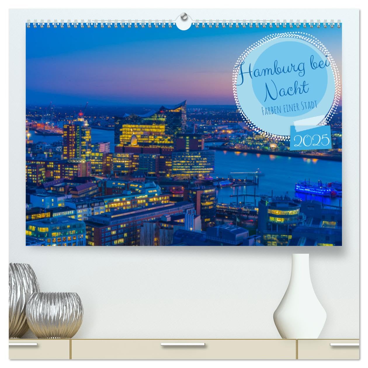 Hamburg bei Nacht (hochwertiger Premium Wandkalender 2025 DIN A2 quer), Kunstdruck in Hochglanz: Fotos aus Hamburg nach und beim Sonnenuntergang (CALVENDO Orte) Leisure, Home & Garden