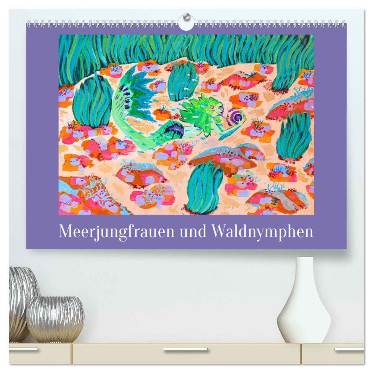 Meerjungfrauen und Waldnymphen (hochwertiger Premium Wandkalender 2025 DIN A2 quer), Kunstdruck in Hochglanz: Zwölf Meerjungfrauen in ihrer Welt (CALVENDO Kunst) Film, Art & Culture