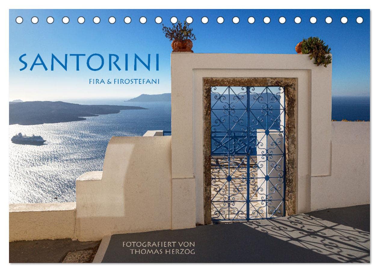 Santorini Fira & Firostefani (Tischkalender 2025 DIN A5 quer), CALVENDO Monatskalender (CALVENDO Orte) Film, Art & Culture
