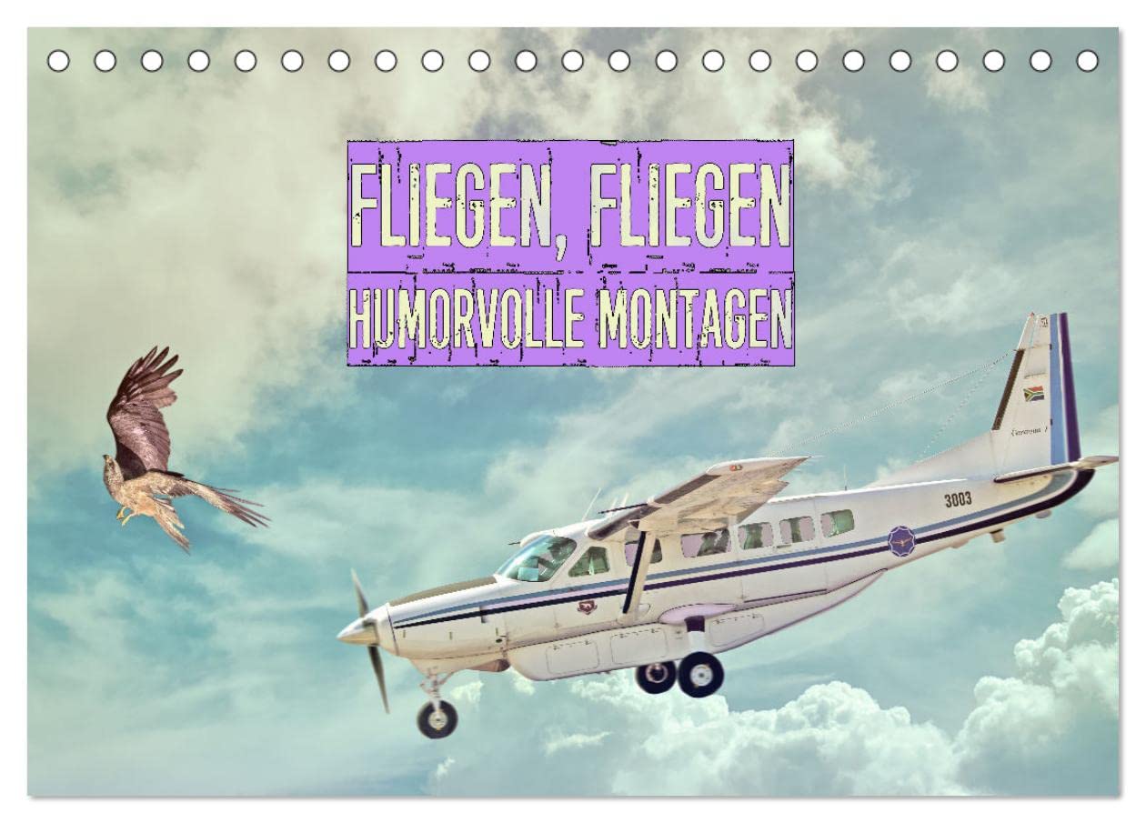 Fliegen, Fliegen - humorvolle Montagen (Tischkalender 2025 DIN A5 quer), CALVENDO Monatskalender: Flugzeuge und Vögel Spaßmontagen (CALVENDO Spass) Calendars