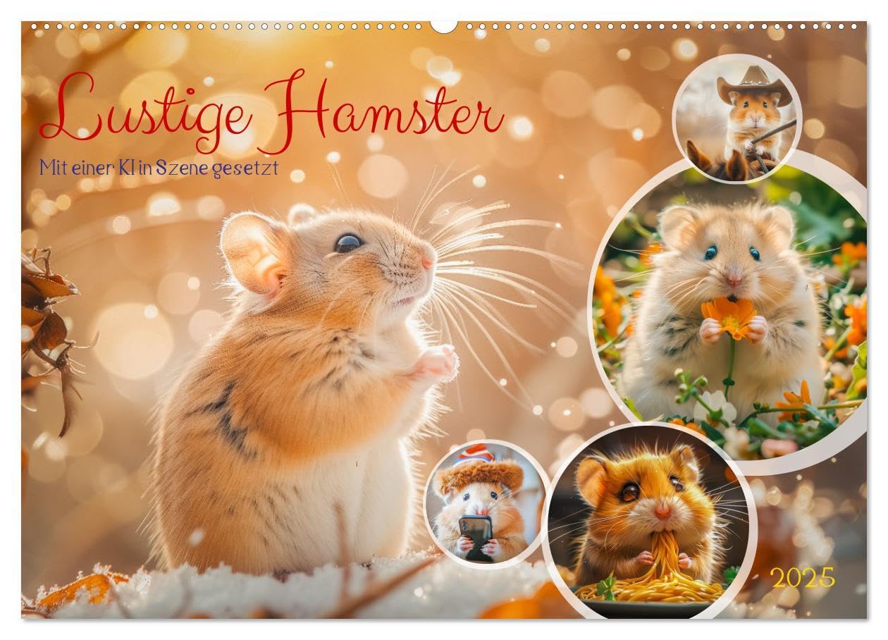 Lustige Hamster (Wandkalender 2025 DIN A2 quer), CALVENDO Monatskalender: Diese kleinen Wirbelwinde verbreiten ständig gute Laune und lassen keine Langeweile aufkommen. (CALVENDO Tiere) Film, Art & Culture
