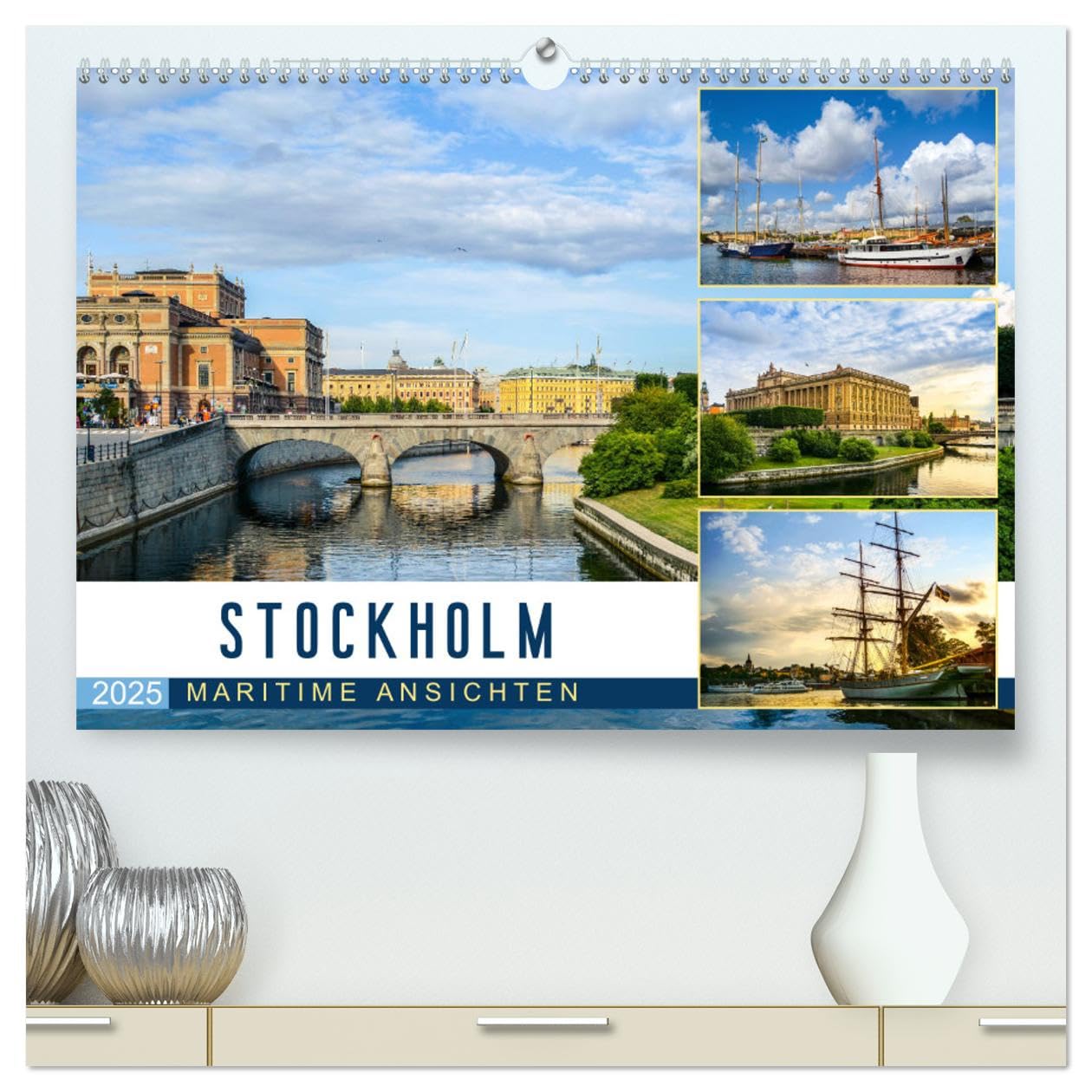 Stockholm - Maritime Ansichten (hochwertiger Premium Wandkalender 2025 DIN A2 quer), Kunstdruck in Hochglanz: Schwedens Hauptstadt in stimmungsvollen Bildern (CALVENDO Orte) Film, Art & Culture
