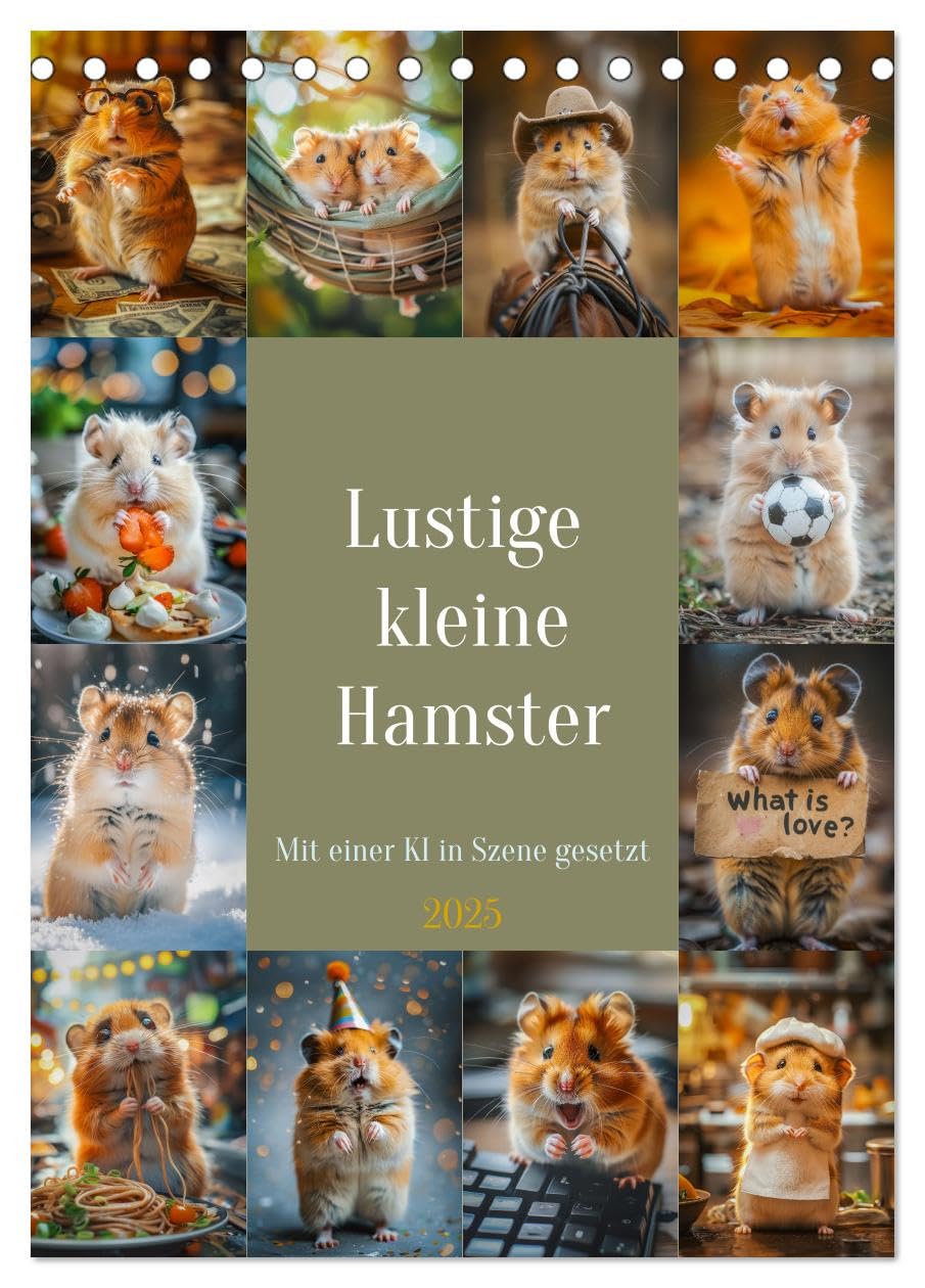Lustige kleine Hamster (Tischkalender 2025 DIN A5 hoch), CALVENDO Monatskalender: Winzige Fellknäuel mit einem riesigen Sinn für Humor sind diese ... Herz im Sturm zu erobern! (CALVENDO Tiere) Film, Art & Culture