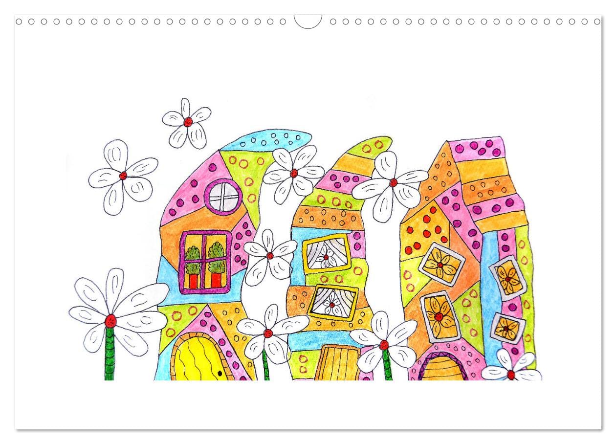 Wohnen mit Charme (Wandkalender 2025 DIN A3 quer), CALVENDO Monatskalender: Bunte Architektur, naive Malerei (CALVENDO Orte) Leisure, Home & Garden