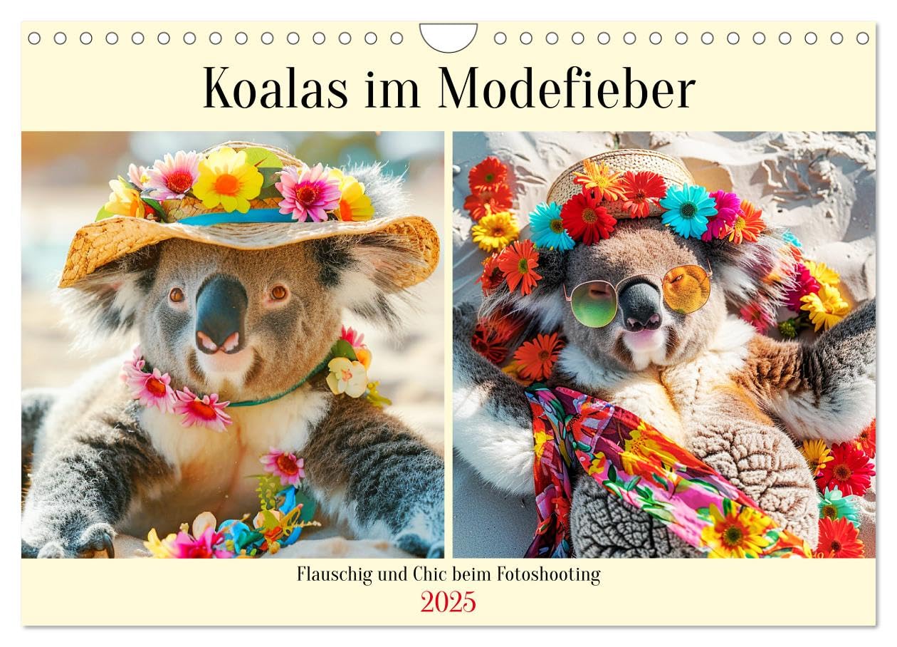 Koalas im Modefieber. Flauschig und Chic beim Fotoshooting (Wandkalender 2025 DIN A4 quer), CALVENDO Monatskalender: Der modische Charme pelziger Haute Couture Models (CALVENDO Tiere) Living & Furnishing
