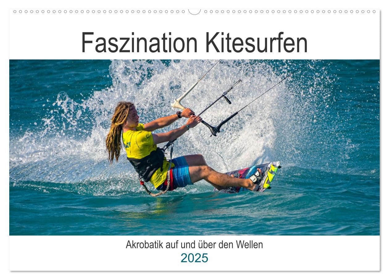 Faszination Kitesurfen (Wandkalender 2025 DIN A2 quer), CALVENDO Monatskalender: Kitesurfen ist eine Trendsportart, die überall auf der Welt für Begeisterung sorgt. (CALVENDO Sport) Leisure, Home & Garden