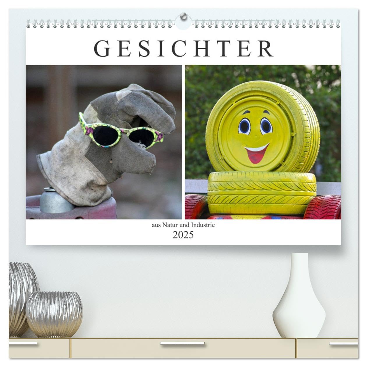 GESICHTER aus Natur und Industrie (hochwertiger Premium Wandkalender 2025 DIN A2 quer), Kunstdruck in Hochglanz: Lustige Gesichter (CALVENDO Spass) Living & Furnishing