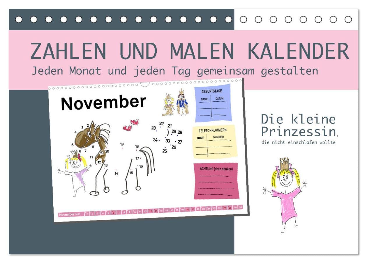 Zahlen und Malen Kalender mit der kleinen Prinzessin (Tischkalender 2025 DIN A5 quer), CALVENDO Monatskalender: Zahlen und Malen Kalender mit der ... und Kalender lernen (CALVENDO Menschen) Hobbies & Crafts