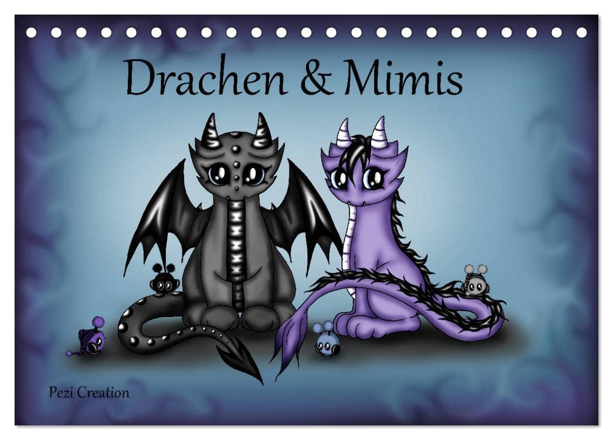 Drachen & Mimis (Tischkalender 2025 DIN A5 quer), CALVENDO Monatskalender: Herzige Wesen aus dem Fantasiereich (CALVENDO Kunst) Contemporary literature Books