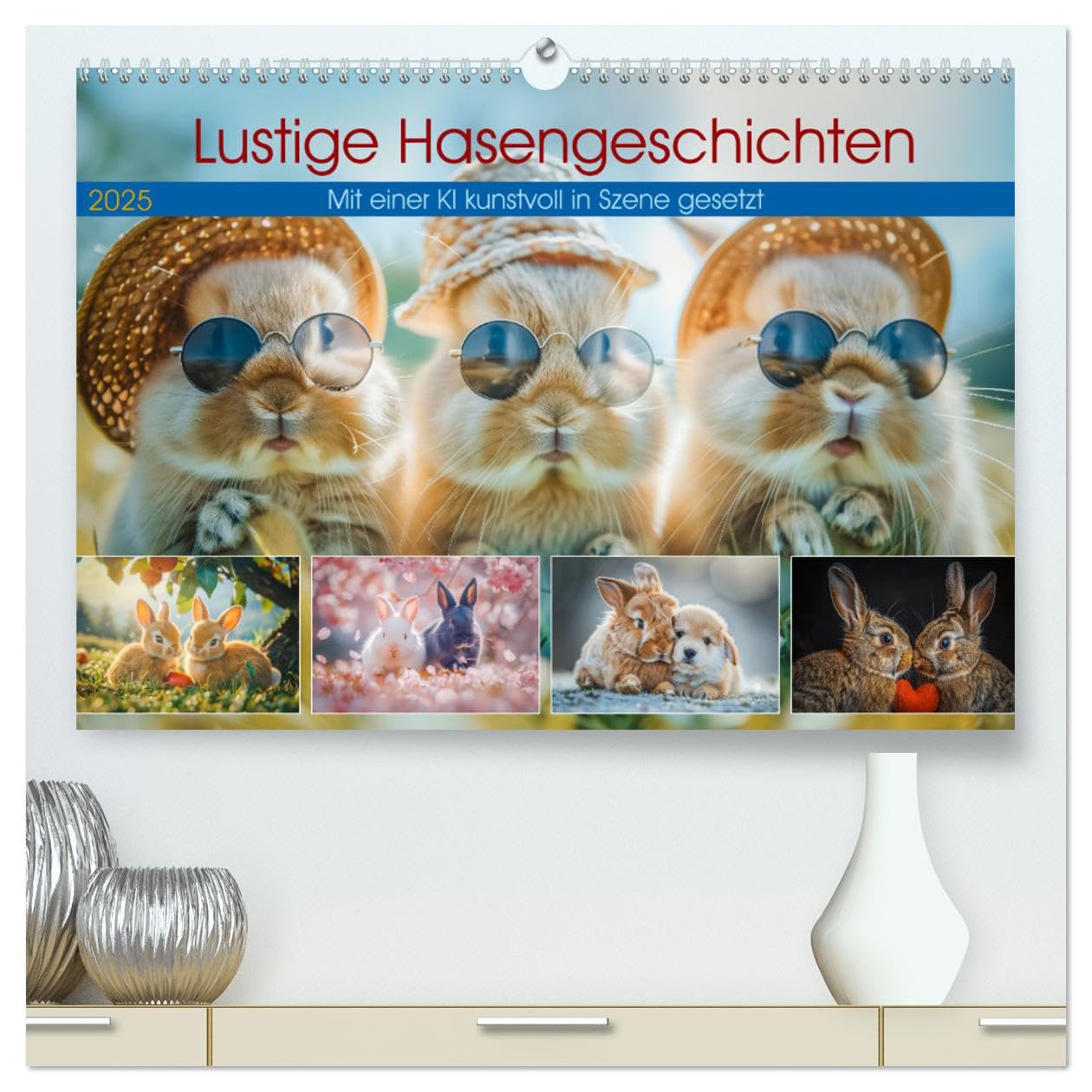 Lustige Hasengeschichten (hochwertiger Premium Wandkalender 2025 DIN A2 quer), Kunstdruck in Hochglanz: Unsere niedlichen Hasen sind hier, um dein ... von ihrem Charme verzaubern. (CALVENDO Tiere) Film, Art & Culture
