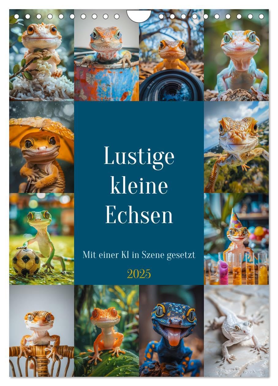 Lustige kleine Echsen (Wandkalender 2025 DIN A4 hoch), CALVENDO Monatskalender: Winzige Geschöpfe mit glänzenden Schuppen und neugierigen Augen, die ... mit Entdeckerlust erkunden. (CALVENDO Tiere) Film, Art & Culture